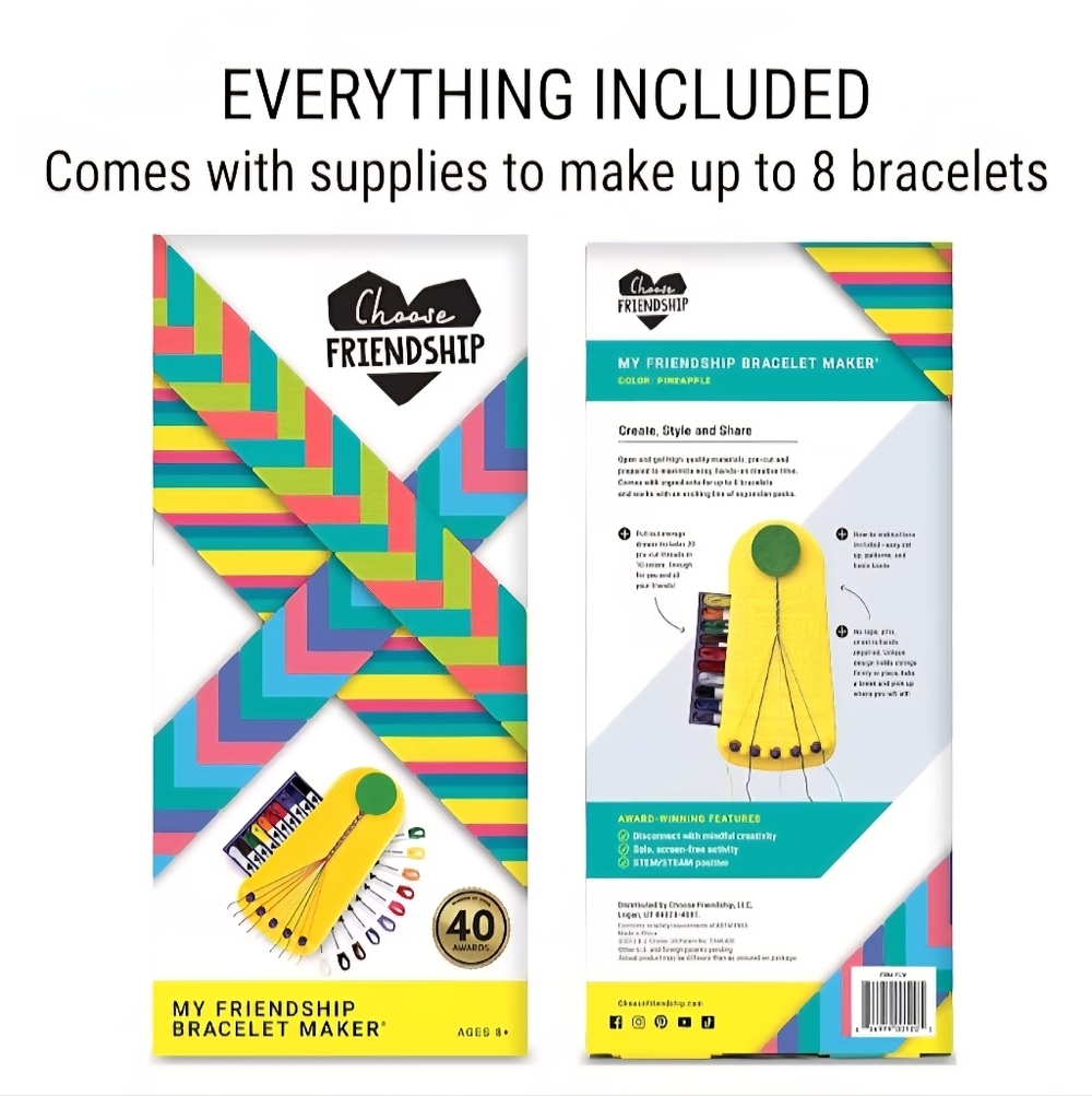 NIB Firendship Bracelet Making Kit Pre-Cut Threads, Portable Loom with Storage